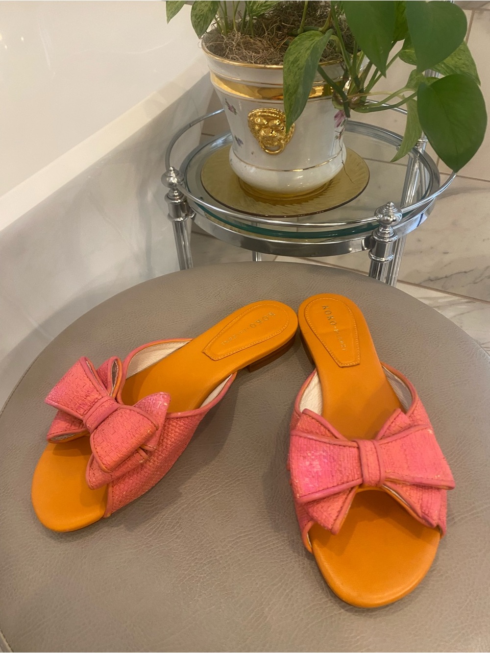KOKO + PALENKI Samantha Raffia Slide Sandal mule Sz 7.5 $178